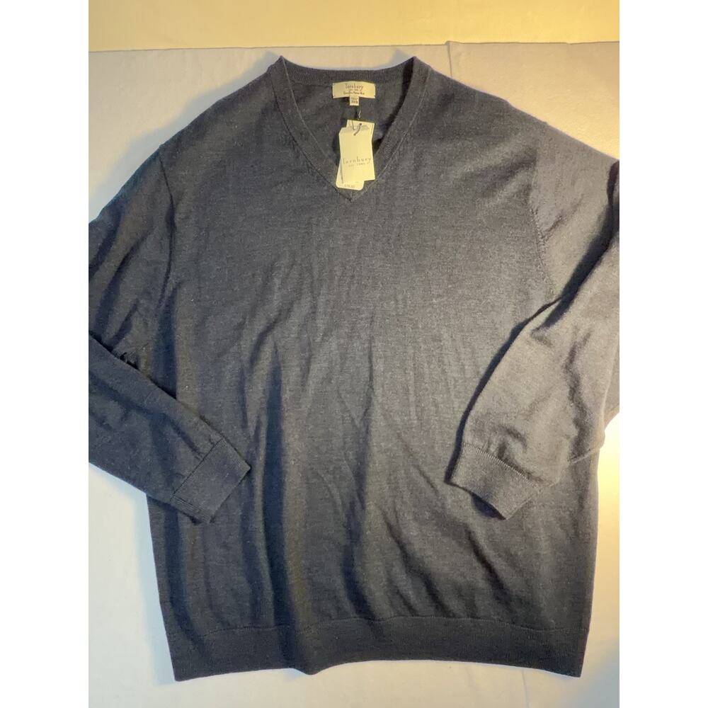 Turnbury Merino Wool Sweater 3XB Big Tall Navy Blue V Neck NWT